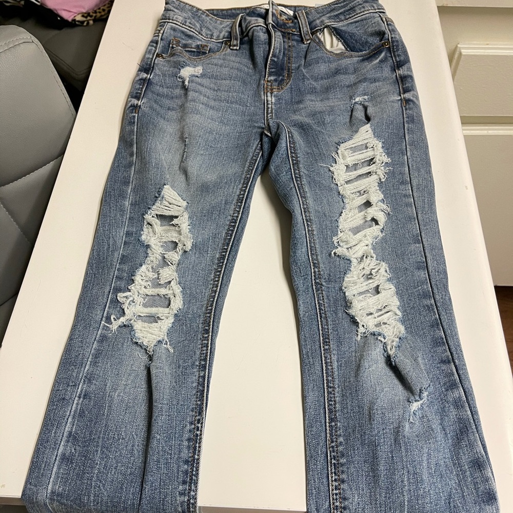 High Rise rip skinny jeans size 0